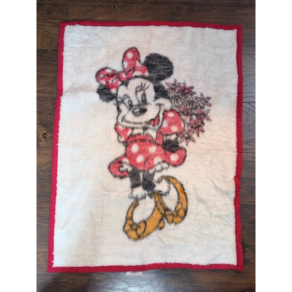 Biederlack Toddler Blanket Walt Disney Minnie Mouse 37"×28" Vintage 80's
